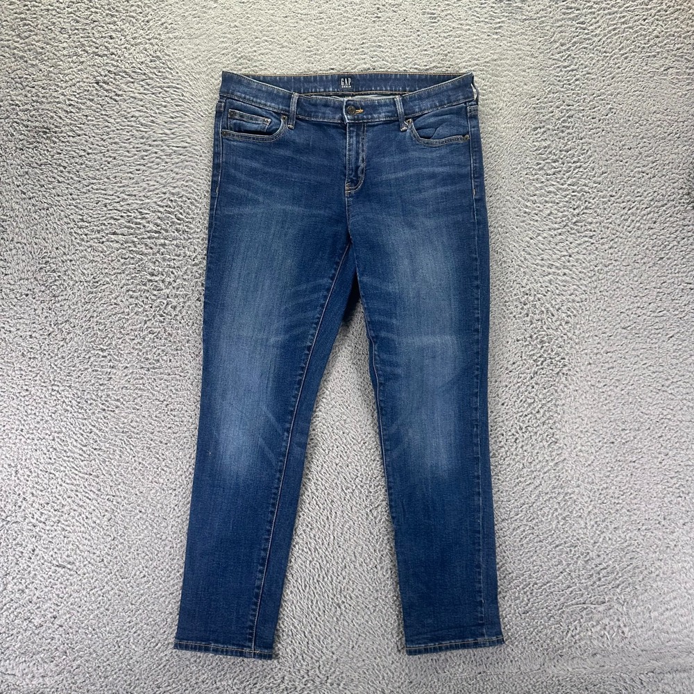 Gap Jeans Women's 8 Blue Cotton Denim Tapered Girlfriend Faded Travel Stretch